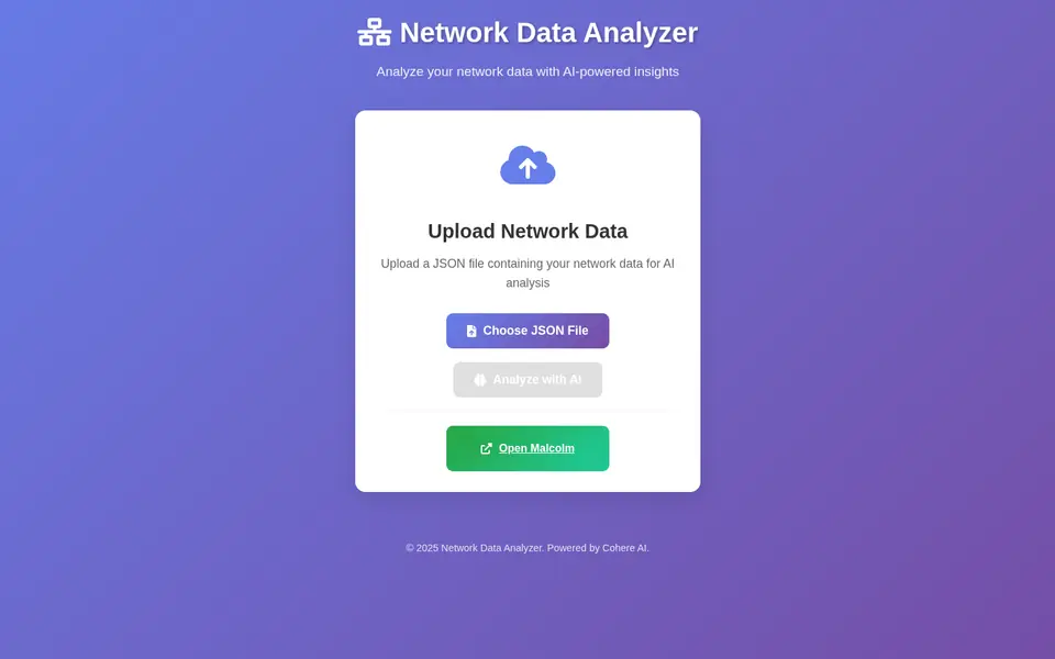 Network Threat Explorer upload screen