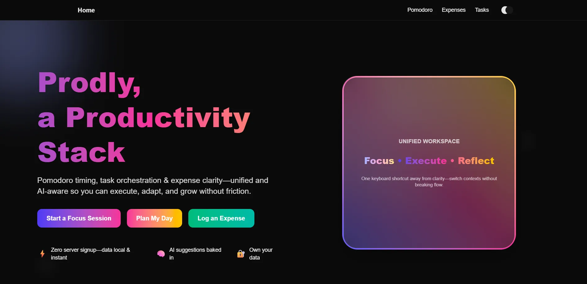 prodly landing page